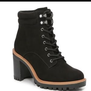 Like NEW Sold Out JLo Georga Lace Up Black Heeled Combat Bootie size 7.5